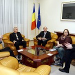 Pressegespräch mit B. Brussig (ADZ), Bischof R. Guib, Hauptanwalt F. Gunesch, S. Böhm (HZ), Geschäftsführer P. Harfmann (v.l.n.r.)